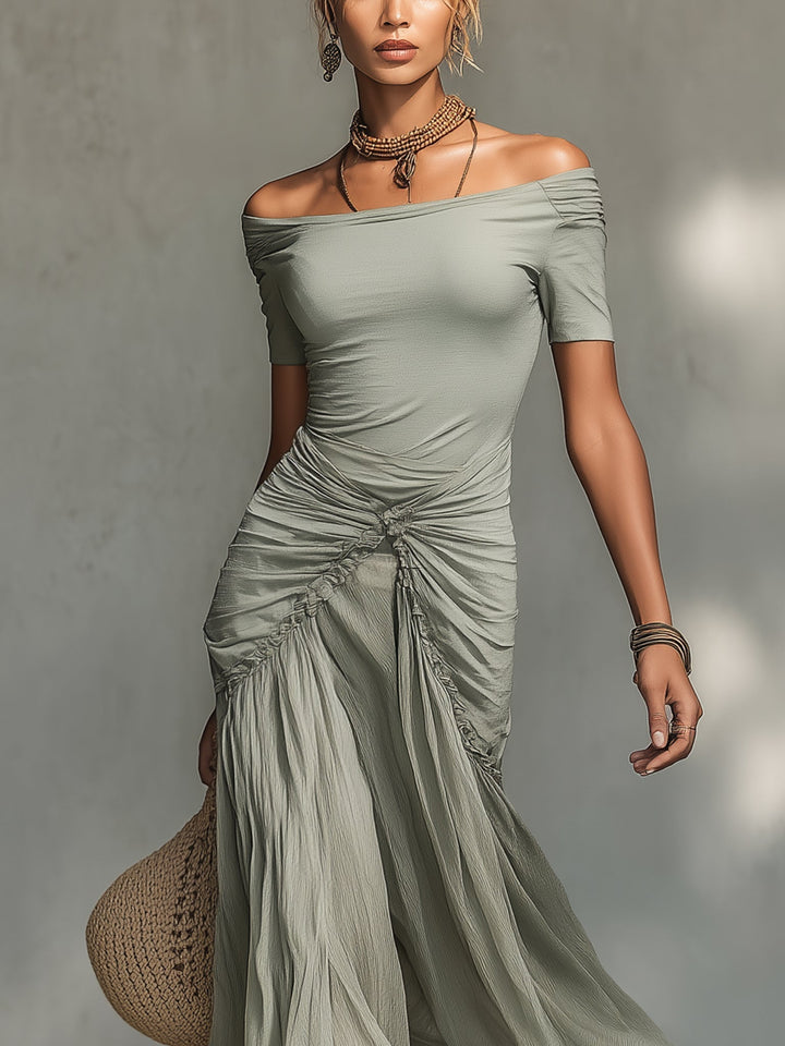 Stella | Off-Shoulder Chiffon Maxi Dress