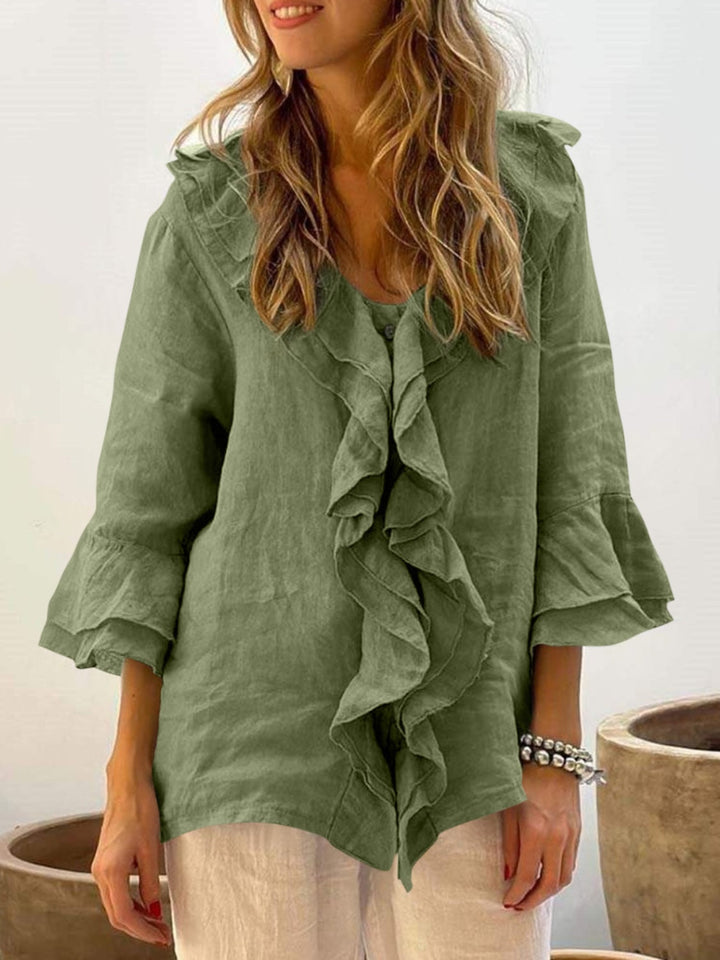 NADINE™ | Women Chic Bell Sleeve Ruffle Top