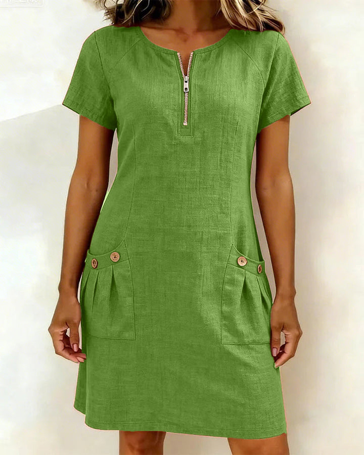 Layna™ | Cotton Dress with Zip Fastening
