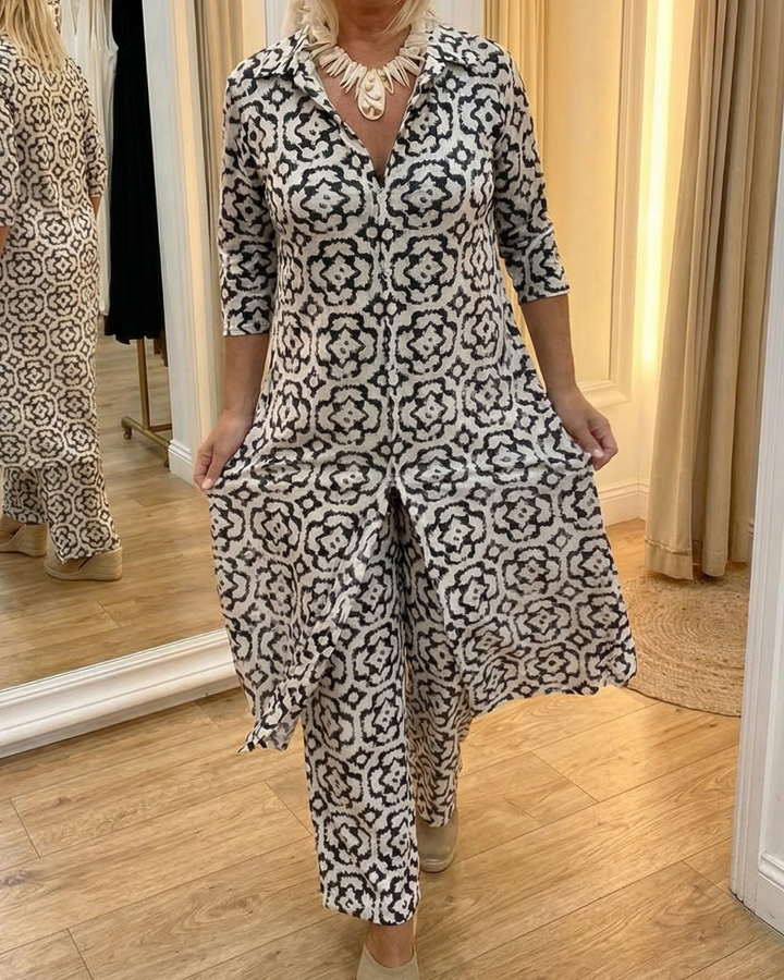 Laura | Button-Front Printed Set