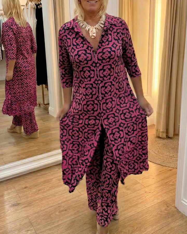 Laura | Button-Front Printed Set