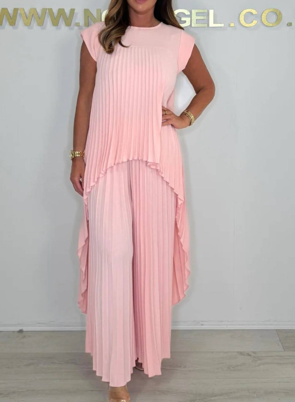 Sherry™ Pleated Midi Top &amp; Wide-Leg Pants Set | Elegant Two-Piece Set