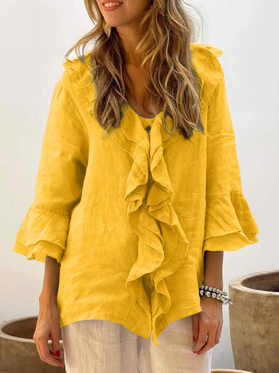 NADINE™ | Women Chic Bell Sleeve Ruffle Top