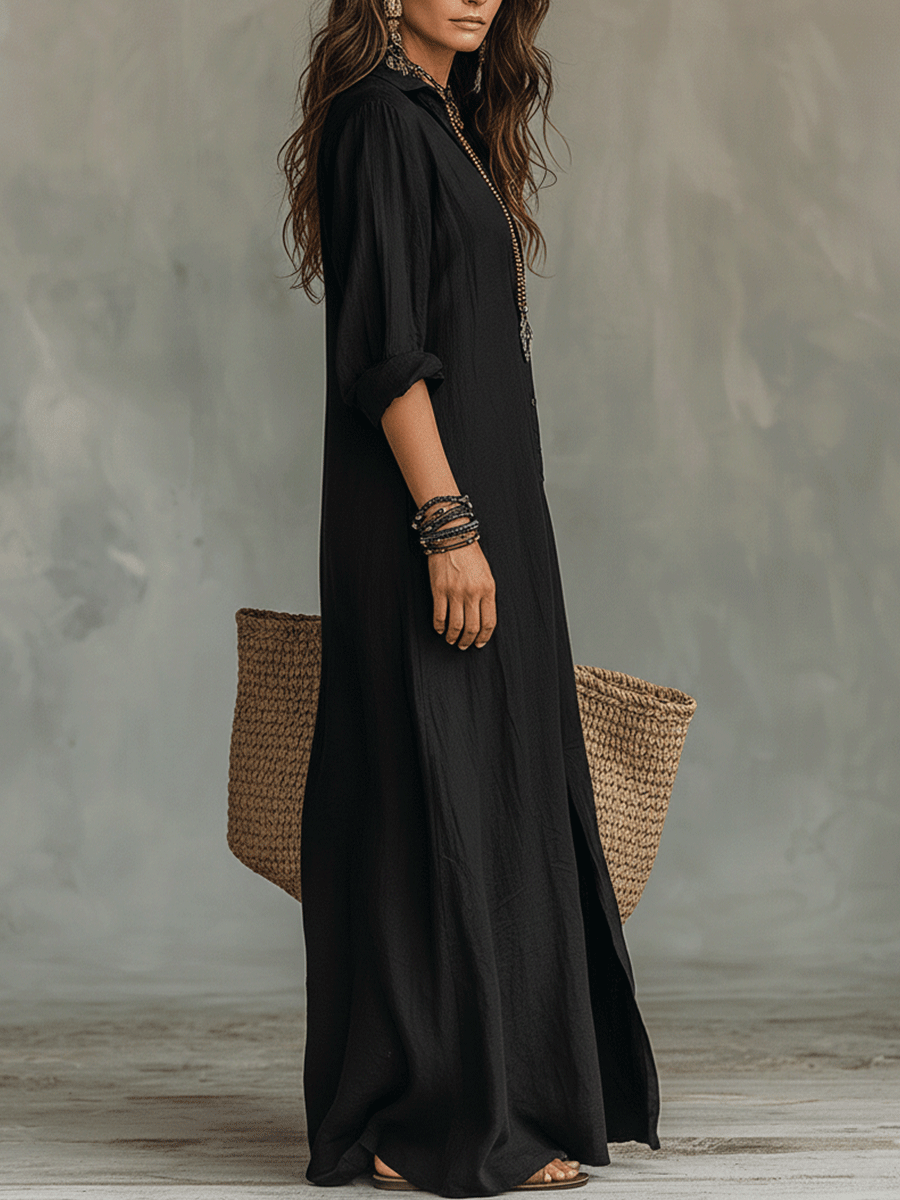Gemma | Bohemian Shirt Maxi Dress