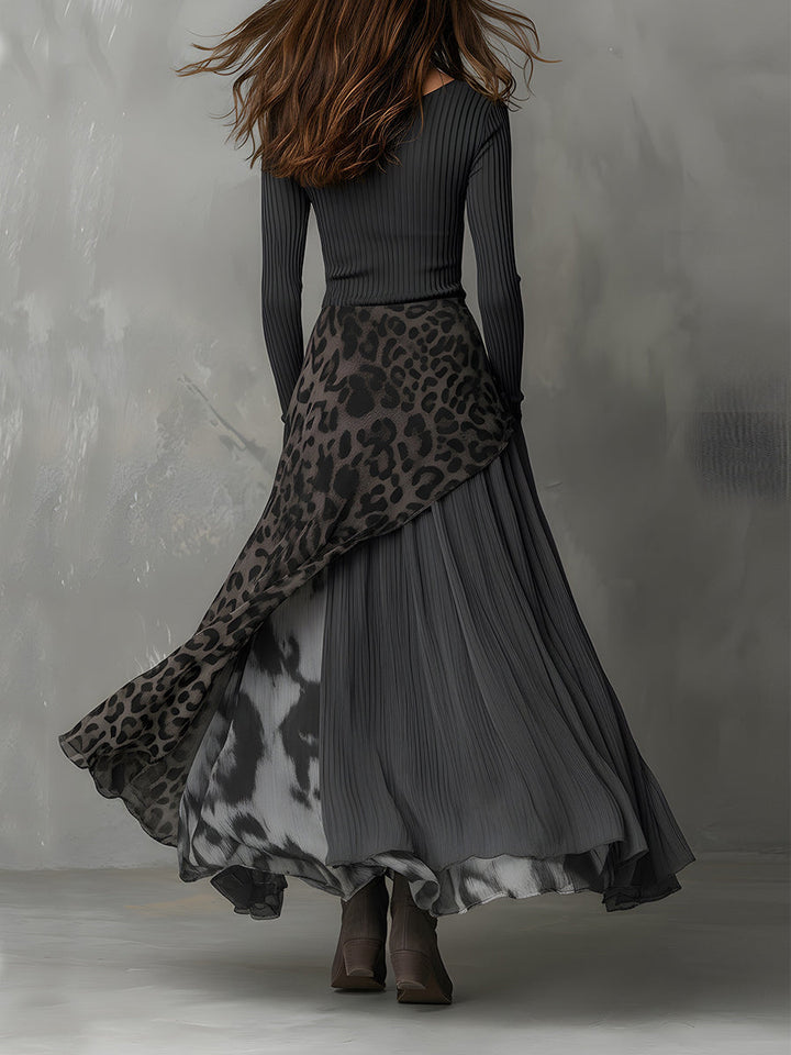 Emma | Long bohemian-style dress with leopard print