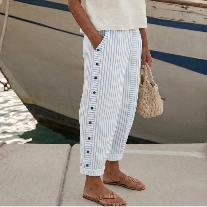 Caitlin | Stylish Striped Button Pants