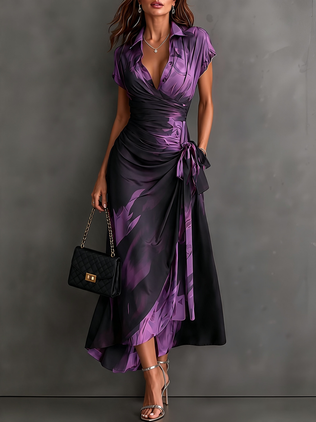 Rosie | Abstract Print Wrap Midi Dress