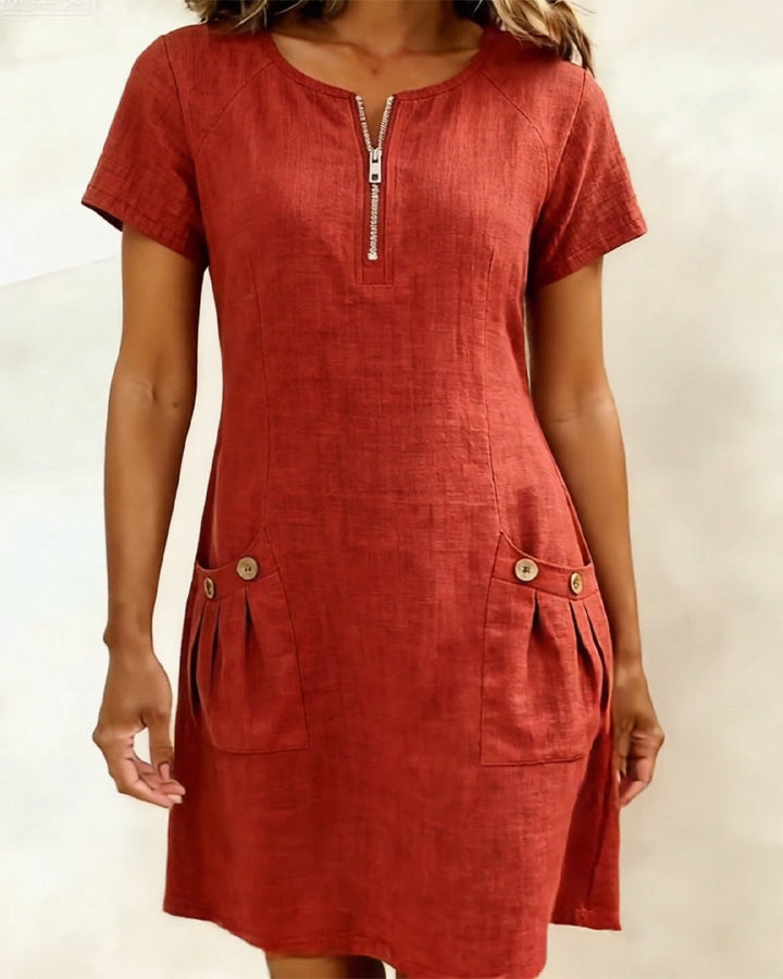 Layna™ | Cotton Dress with Zip Fastening