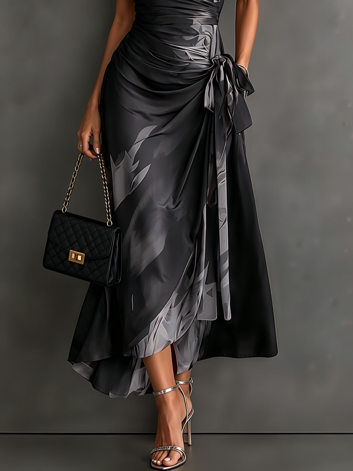 Rosie | Abstract Print Wrap Midi Dress