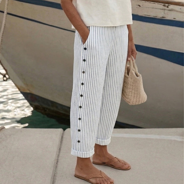 Caitlin | Stylish Striped Button Pants
