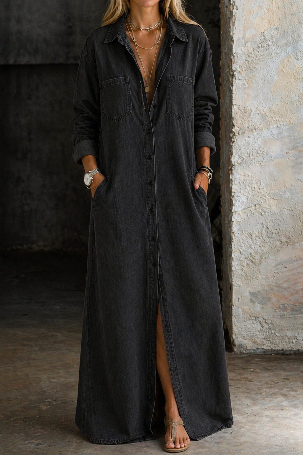 Dylana | Denim Button Down Dress
