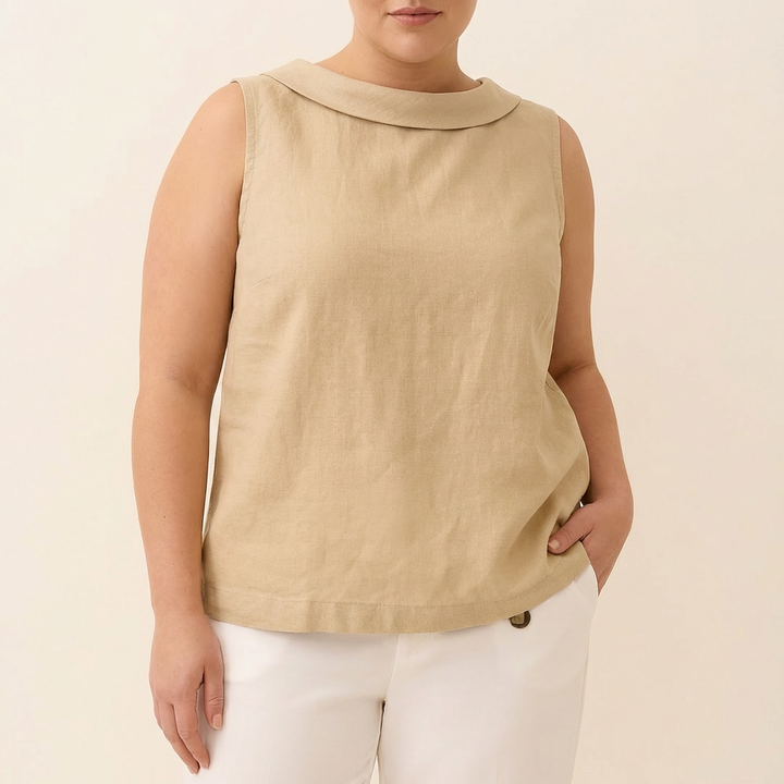 Genevieve | Sleeveless Roll Collar Top