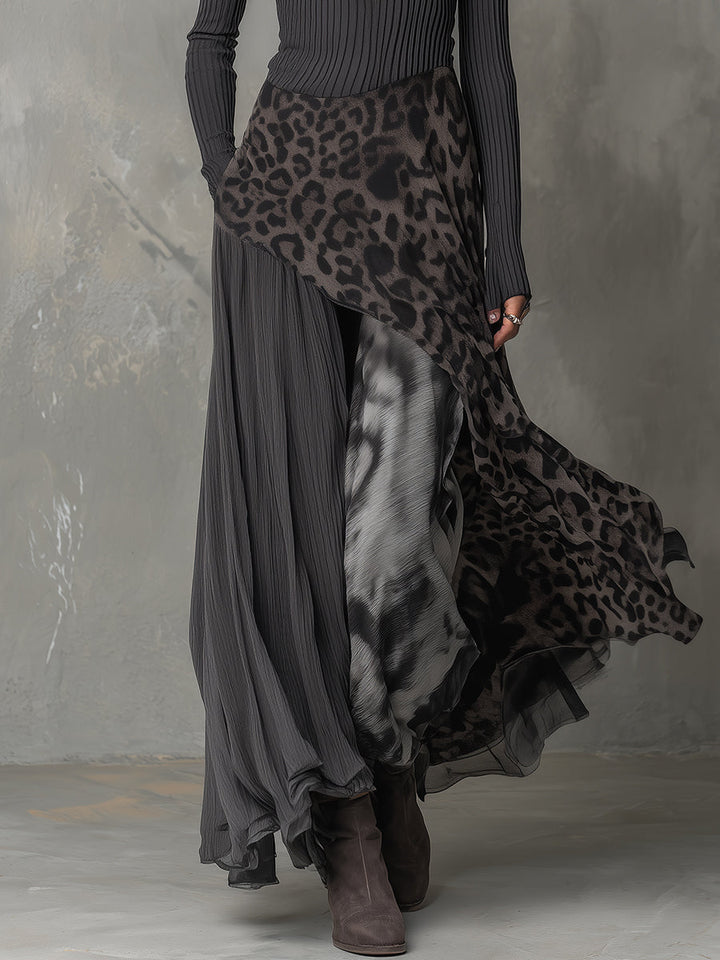 Emma | Long bohemian-style dress with leopard print