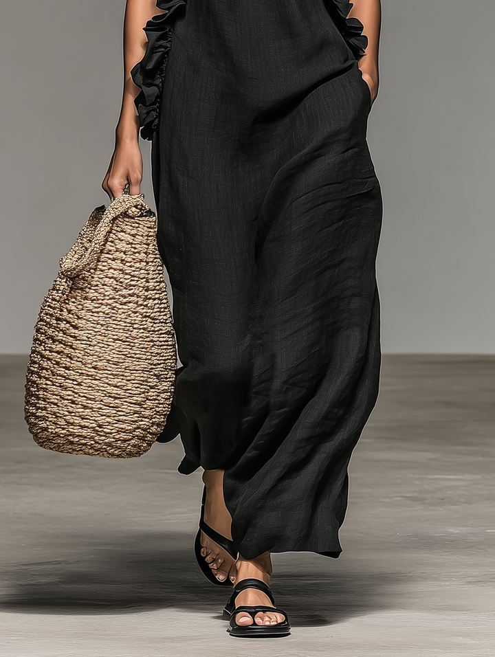Lily | Sleeveless Ruffle-Detail Maxi Dress
