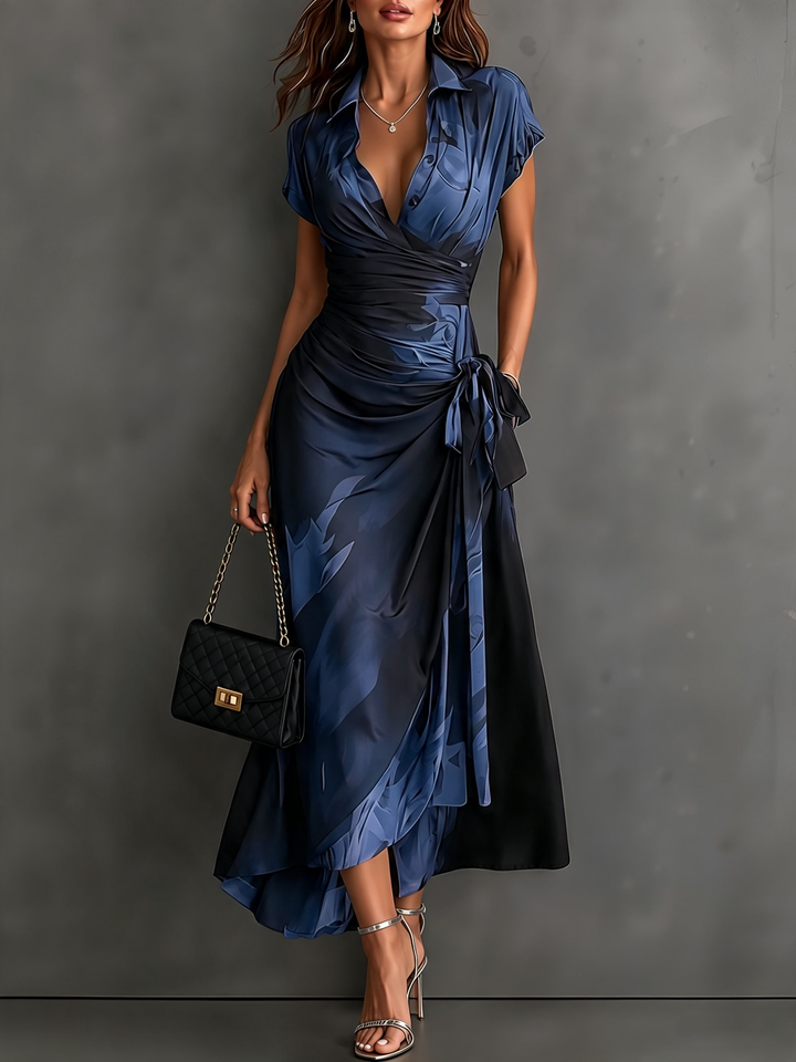 Rosie | Abstract Print Wrap Midi Dress