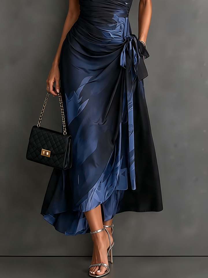 Rosie | Abstract Print Wrap Midi Dress