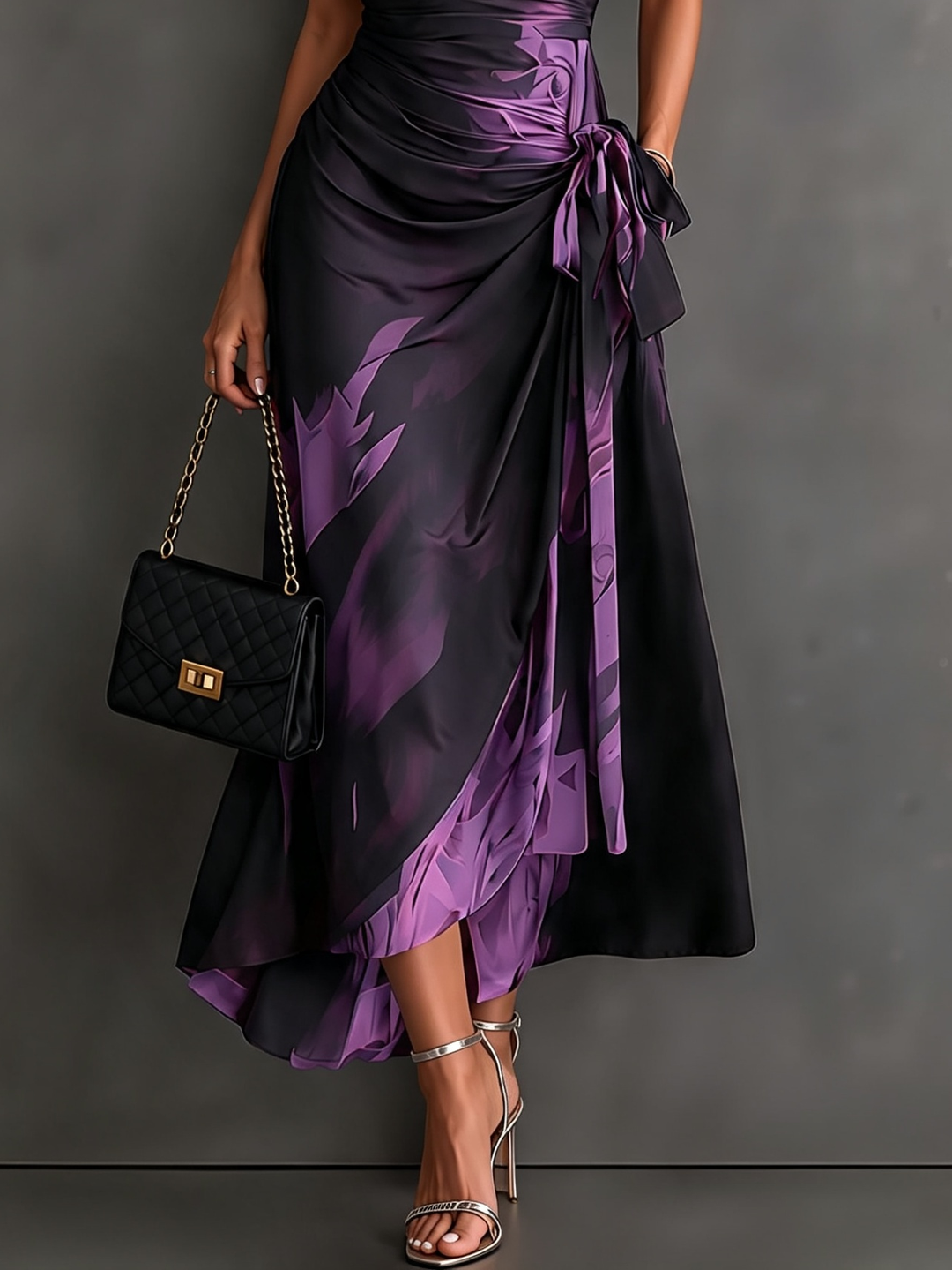 Rosie | Abstract Print Wrap Midi Dress