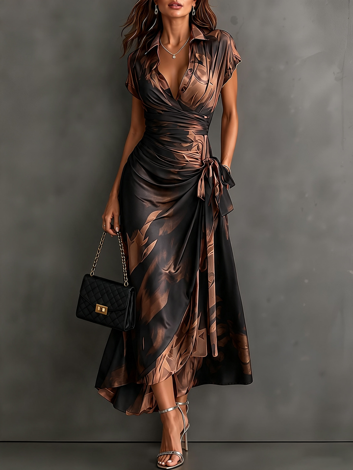 Jasmine | Abstract Print Wrap Midi Dress
