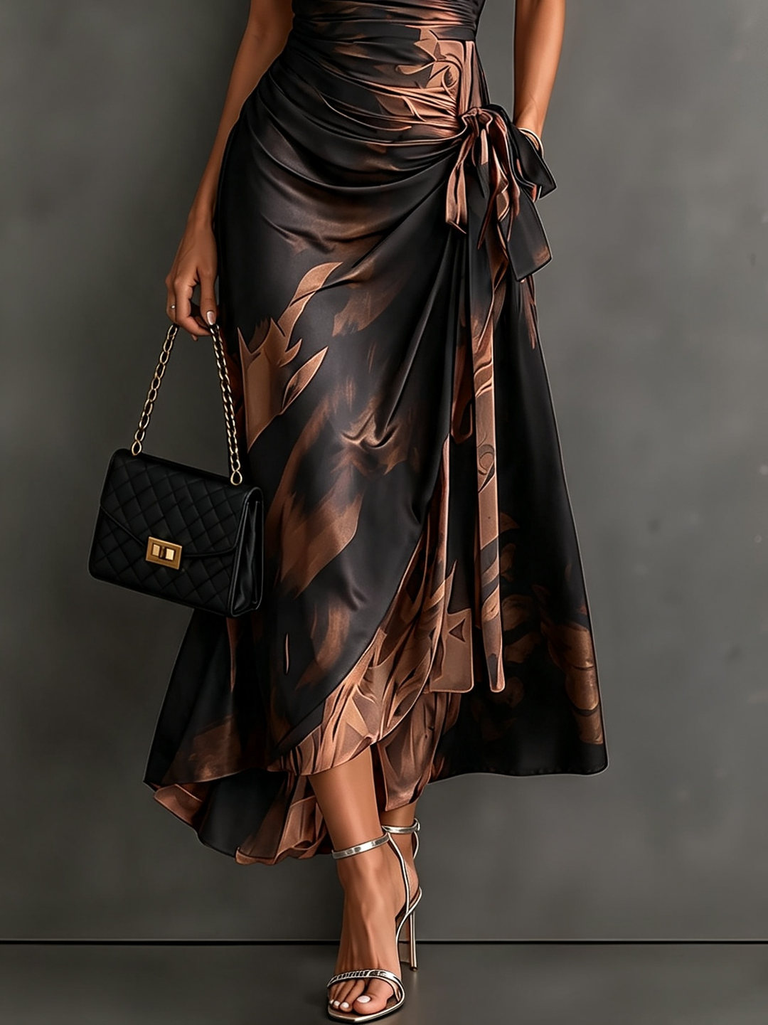 Rosie | Abstract Print Wrap Midi Dress