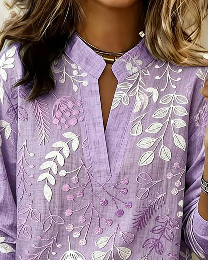 Emily | Floral Stand-Collar Blouse