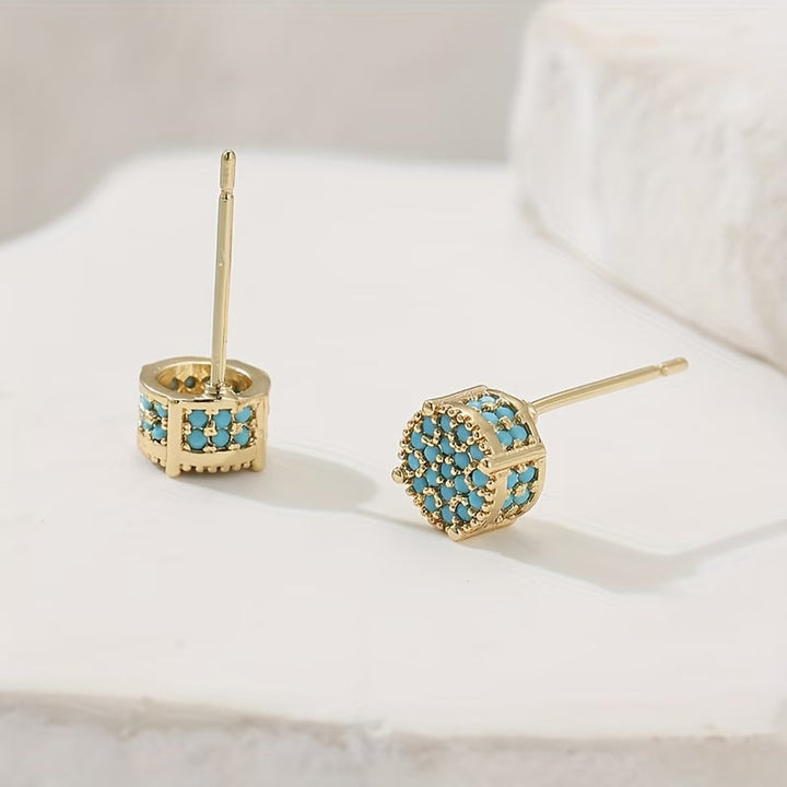 Gilded Turquoise Stud Earrings