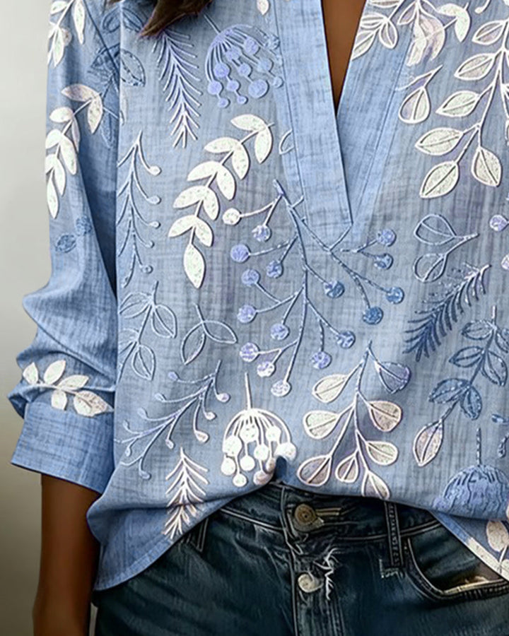 Emily | Floral Stand-Collar Blouse