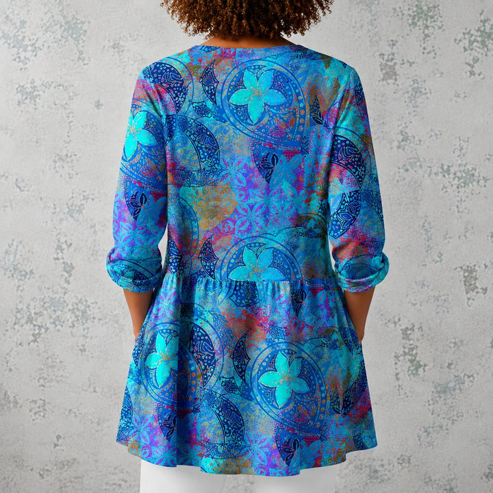 April | Long Blouse with V-Neck