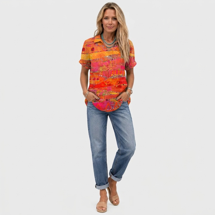 Louisa™ - Abstract Collared Top