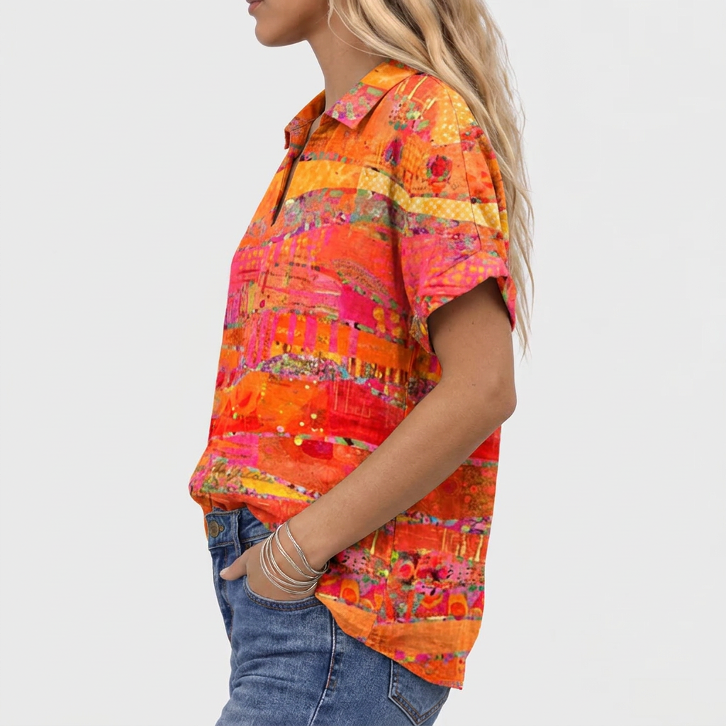 Louisa™ - Abstract Collared Top