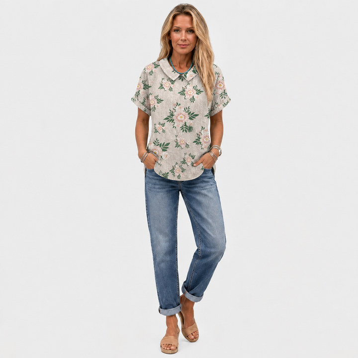 Zoe™ - Botanical Collared Top