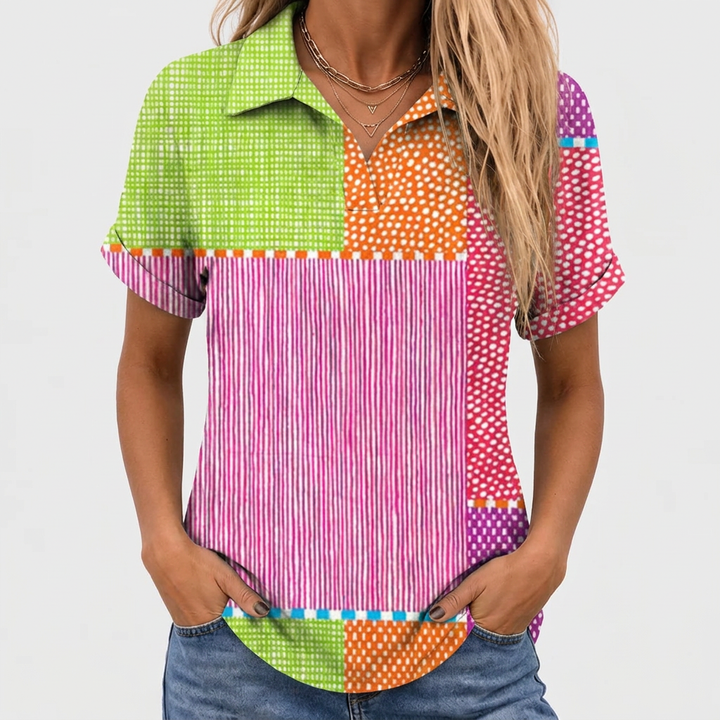 Tess™ - Patchwork Collared Top