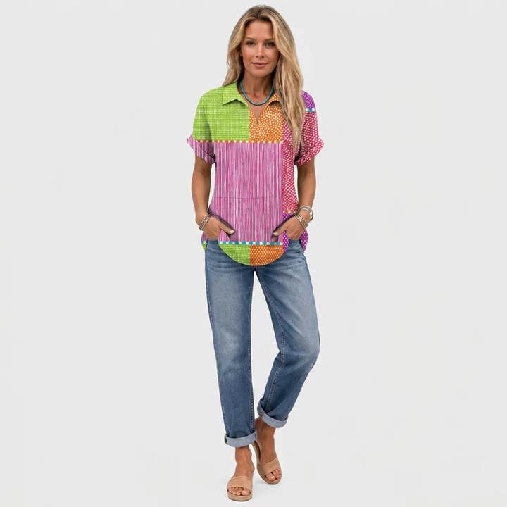 Tess™ - Patchwork Collared Top