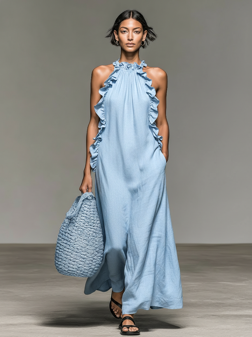 Lily | Sleeveless Ruffle-Detail Maxi Dress