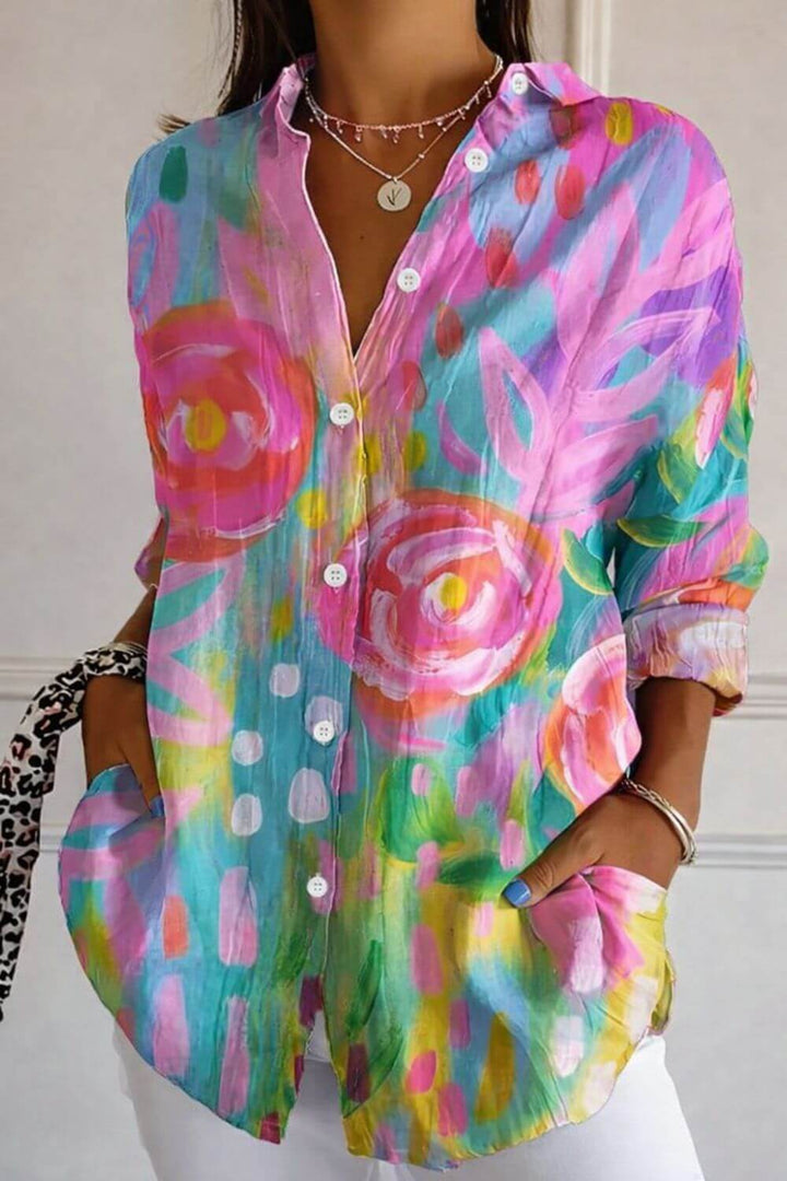 Sylvia | Floral Print Blouse in Soft Colours