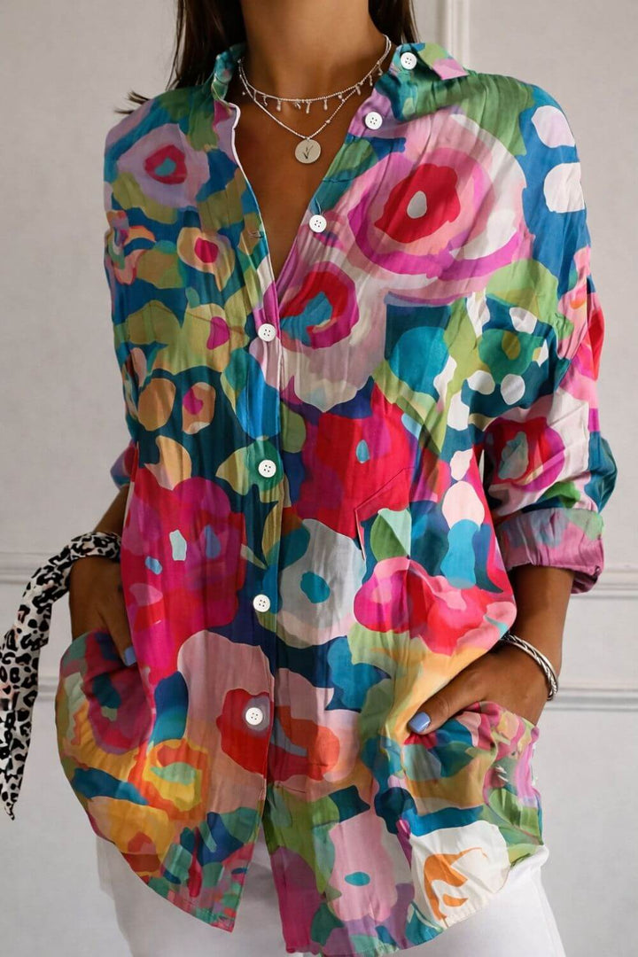 Sylvia | Floral Print Blouse in Soft Colours
