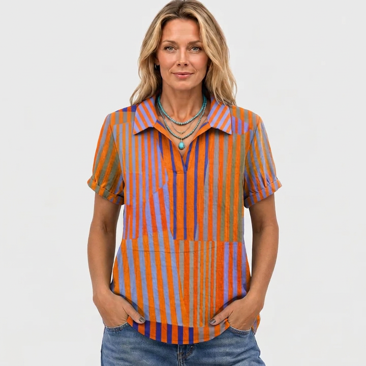 Rose™ - Striped Collared Top