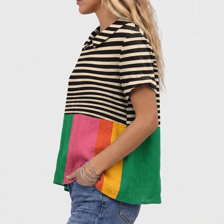 Brea™ - Colourblock Collared Top