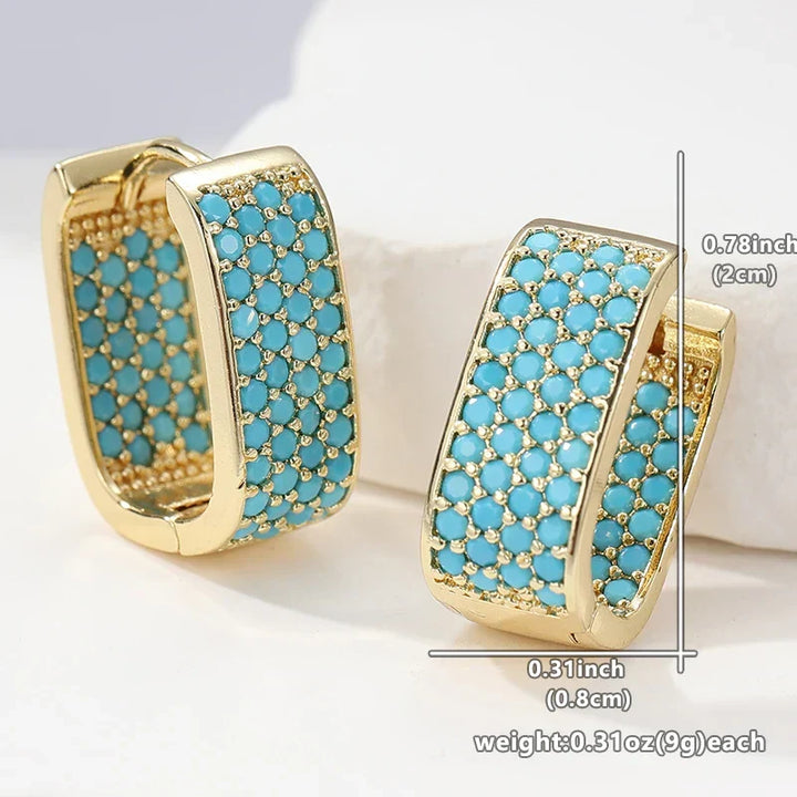 Turquoise Crush Gold Hoops