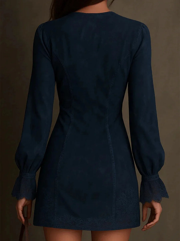 Short Suede Lace Dress Feminine &amp; Sophisticated