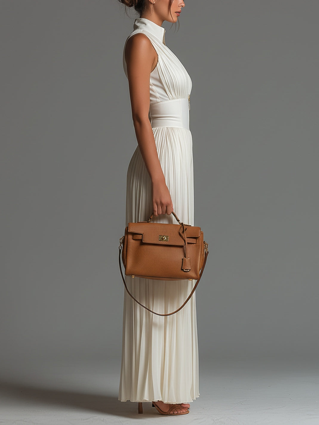 Grace Jumpsuit – White Pleated Chiffon