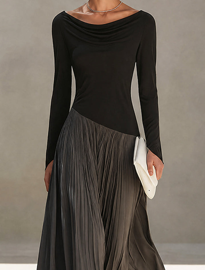 Vivienne | Two-Tone Pleated Maxi Dress
