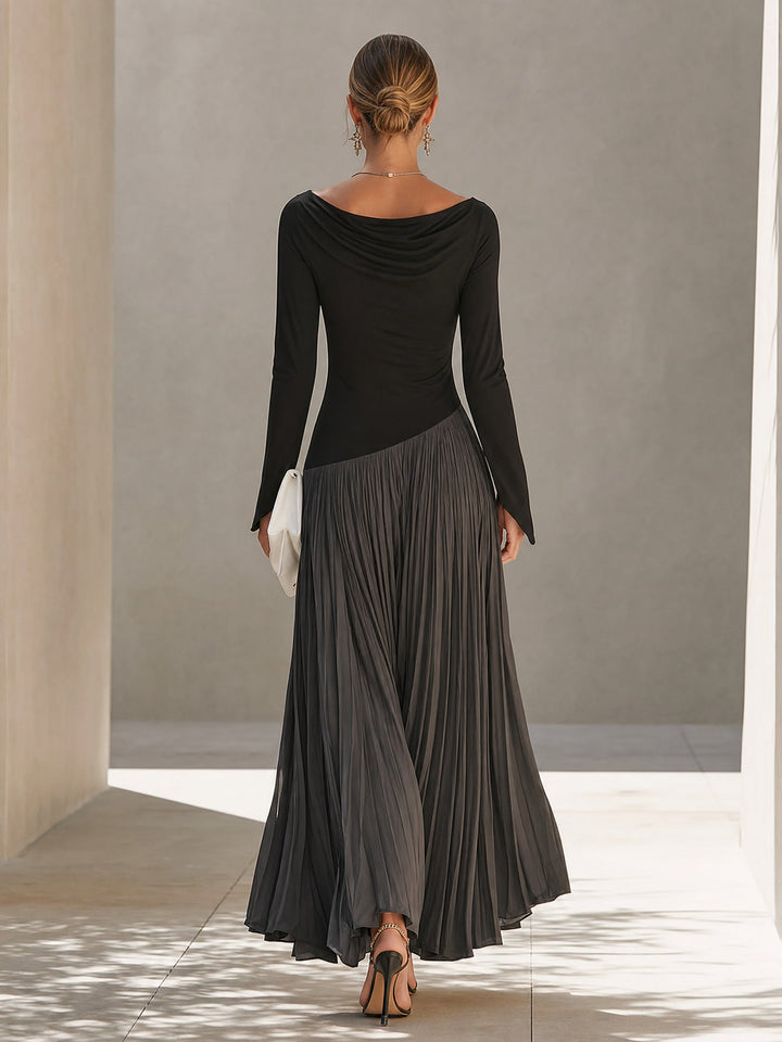 Vivienne | Two-Tone Pleated Maxi Dress
