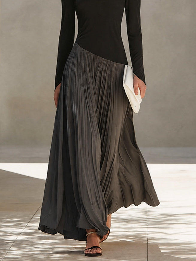 Vivienne | Two-Tone Pleated Maxi Dress
