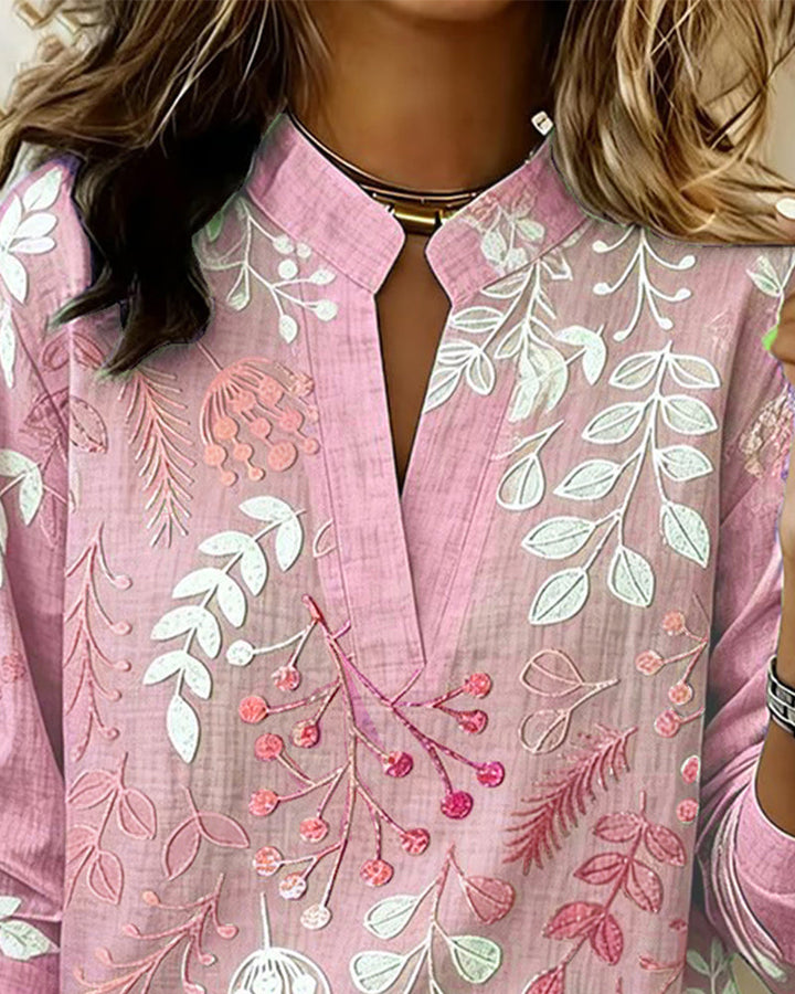 Emily | Floral Stand-Collar Blouse