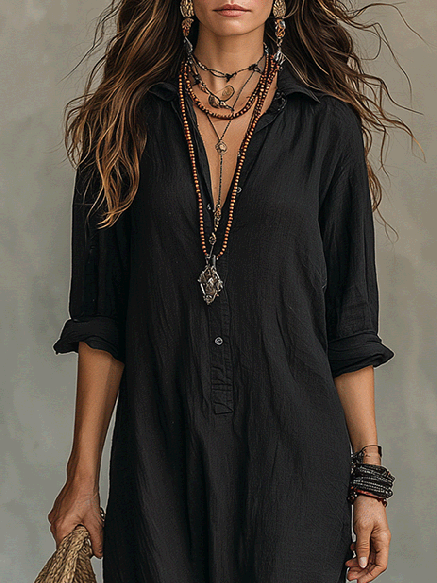 Gemma | Bohemian Shirt Maxi Dress