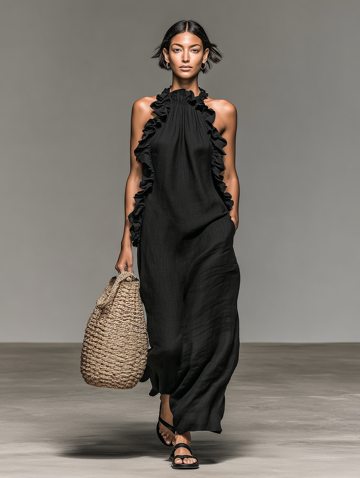 Lily | Sleeveless Ruffle-Detail Maxi Dress