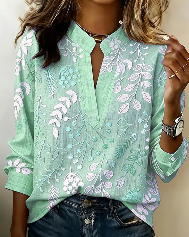 Emily | Floral Stand-Collar Blouse