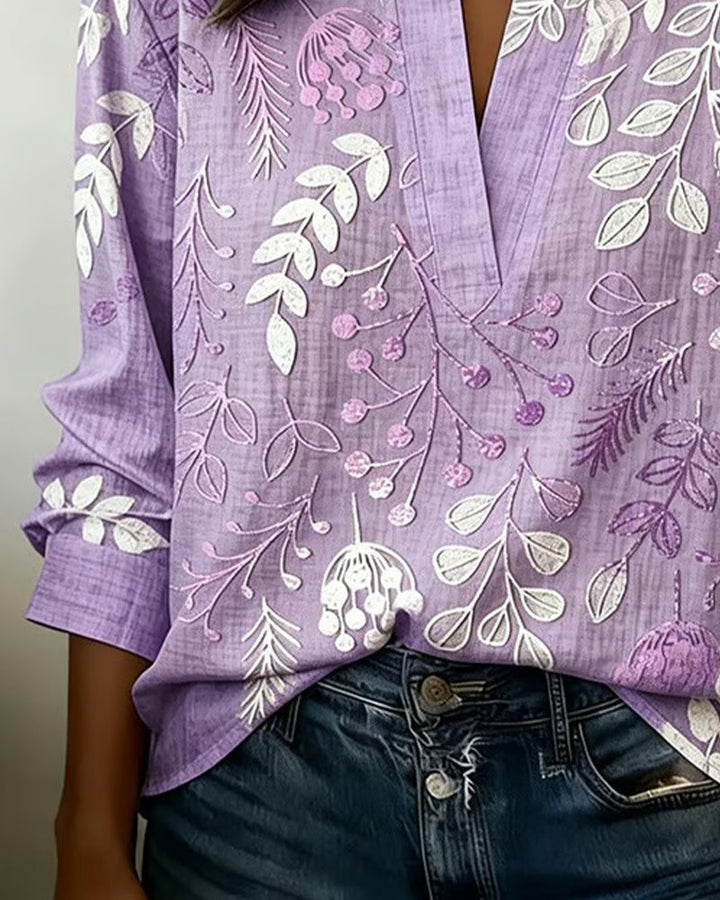 Emily | Floral Stand-Collar Blouse