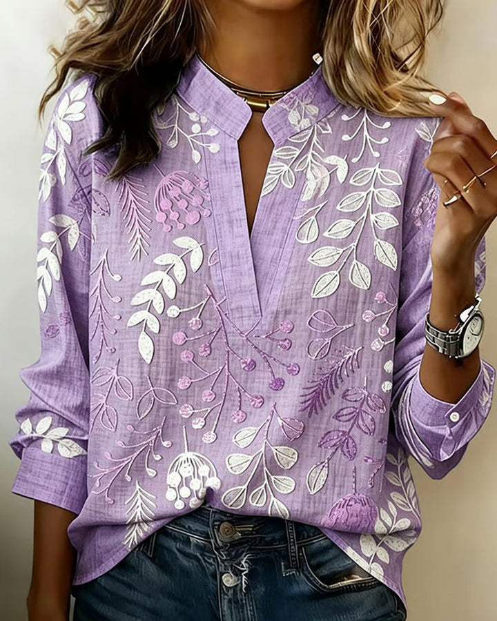 Emily | Floral Stand-Collar Blouse