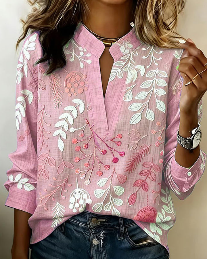 Emily | Floral Stand-Collar Blouse